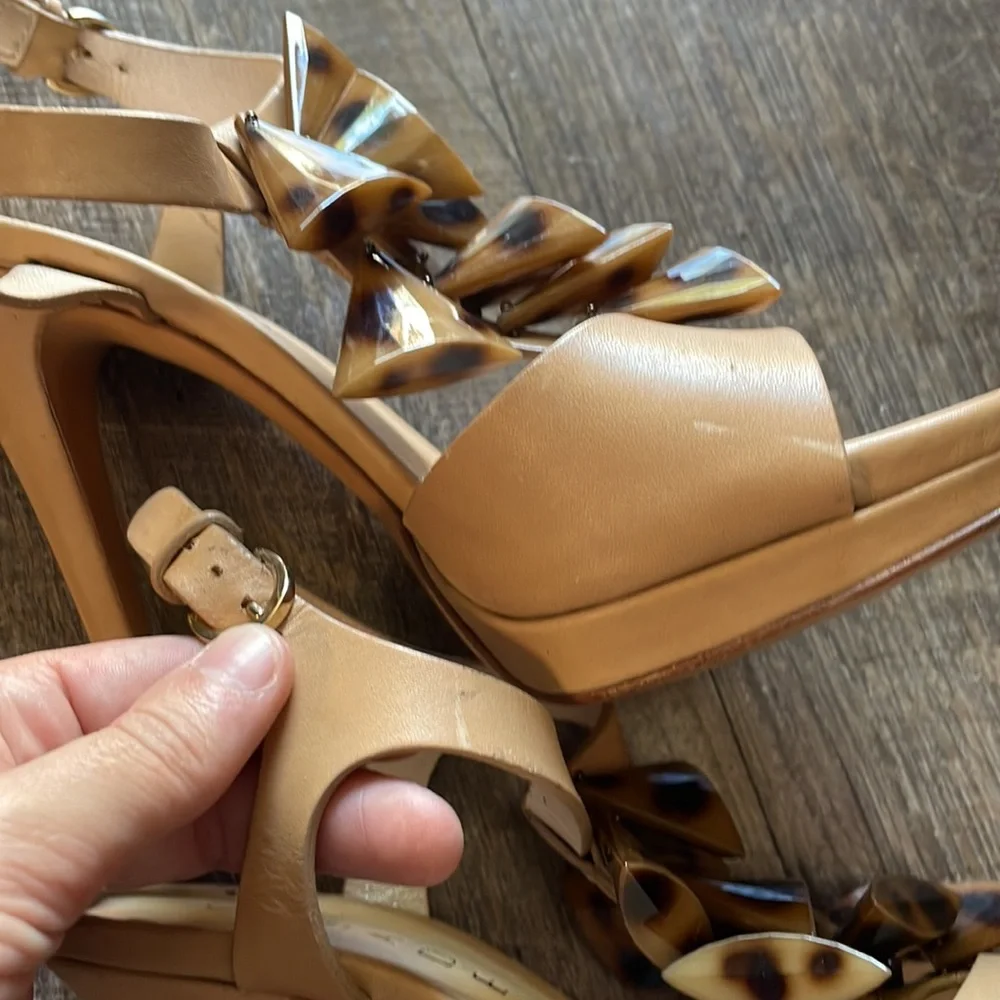 Casadei leather beaded strap heels